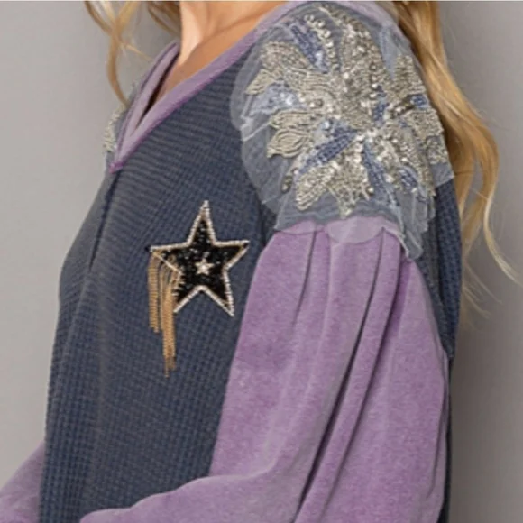 POL The Teigen Thermal Glam Patch Top Size Small - Picture 4 of 10